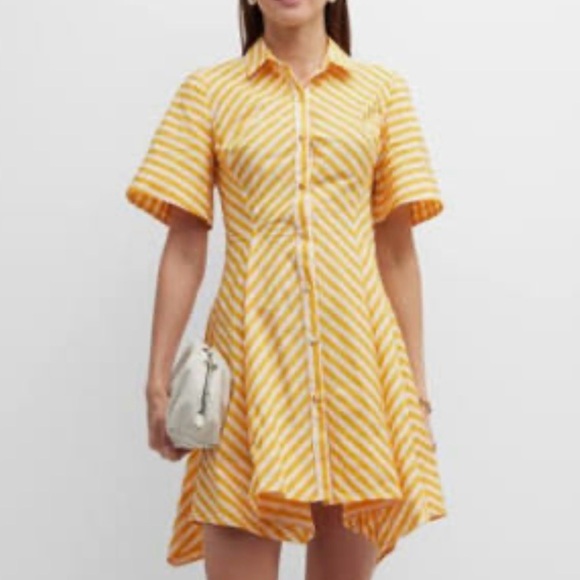 NWT Lela Rose Tangerine Flare Striped Dress - Picture 1 of 16